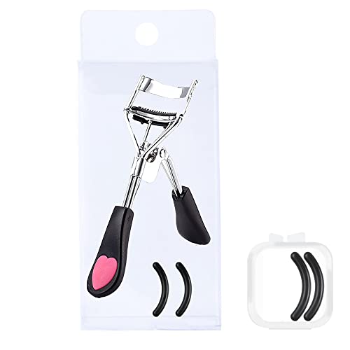 Rizador de Pestañas con 4 Almohadillas de Repuesto, Herramienta para Rizar las Pestañas con Mango de Plástico Profesional Lash Curler, Rizador de Pestañas (Negro) Cover