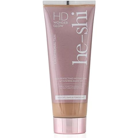 He-Shi HD Wonderglow - Skin Perfecting Body Bronzer & Instant Tan - Illuminating Body Primer with 24 Splashproof Wear - Body Highlighter for Airbrushed Legs - Vegan & Cruelty Free (100ml) Cover