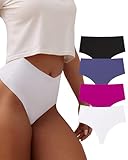 HORISUN Thong Underwear Women Seamless Womens Panties High Waisted Thongs for Women 4 Pack(Classic M)