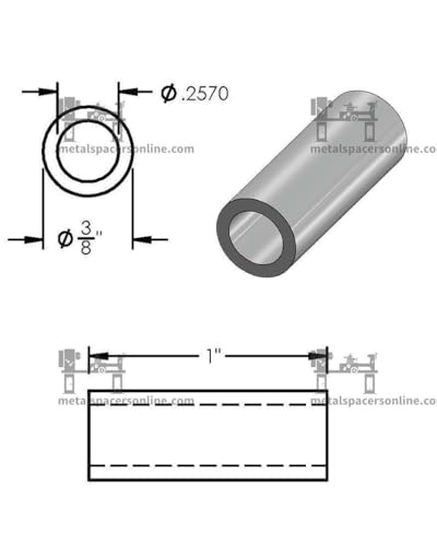 Aluminum Spacer 3/8\" OD x 1/4\" ID x Choose Your Length, Round Spacer Unthreaded Standoff Bushing Plain Finish, Fits Screws Bolts ¼\" or M6 by Metal Spacers Online (1\" Length, 10 Pack)