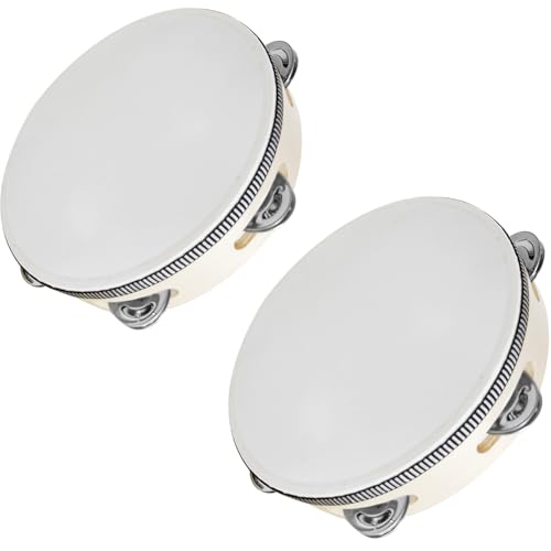 2 PCS Pandereta para Niños, Pandereta de Mano de 8 Pulgadas con Tambor de Percusión de Jingles de...
