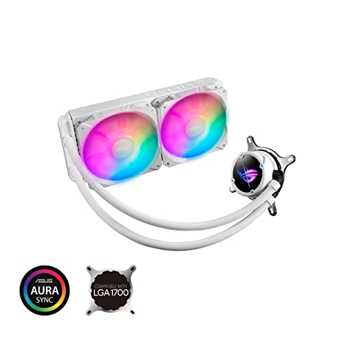 Image of ASUS ROG Strix LC II 240 ARGB White Edition All-in-one AIO Liquid CPU Cooler 240mm Radiator, Intel LGA1700, 115x /2066 and AMD AM4 /TR4 Support, 2X 120mm 4-pin PWM Addressable RGB Radiator Fans