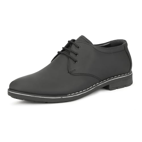 Image of Leatherful Formal Lace-up Derby Shoes for Men | Full Grain Leather | TPR Sole & Nappa Lining | Office, Party, All Occassion | Genuine Leather | Smart Casual - YKDB020BL1S-06