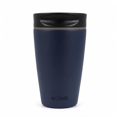 Image of Rioware Vacuum Insulated Coffee Mug Travel Tumbler for Men | Tea Thermos Flask Mugs | Temperature Control Traveling Spill Proof Sipper Bottle | Hot 8 Hrs & Cold 12 Hrs - 350ml - Blue