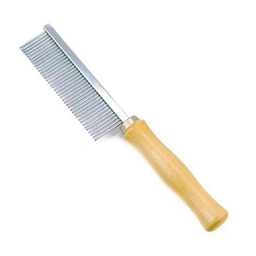 PET Grooming Comb Metal Double And Single Row Wooden Handle For Dogs Cats, Brown, Silver, 17 x 3 cm - Image 2