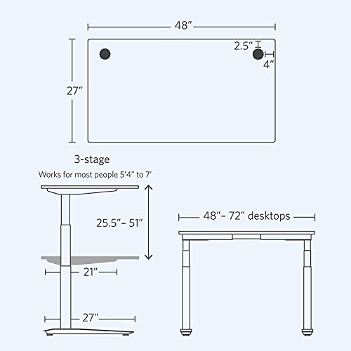 Image of Fully Jarvis Standing Desk 48 inch x 27 inch Natural Oak Veneer Top - Electric Adjustable Desk Height from 25.5 inch to 51 inch with Memory Preset Controller (Rectangle, Silver Frame)