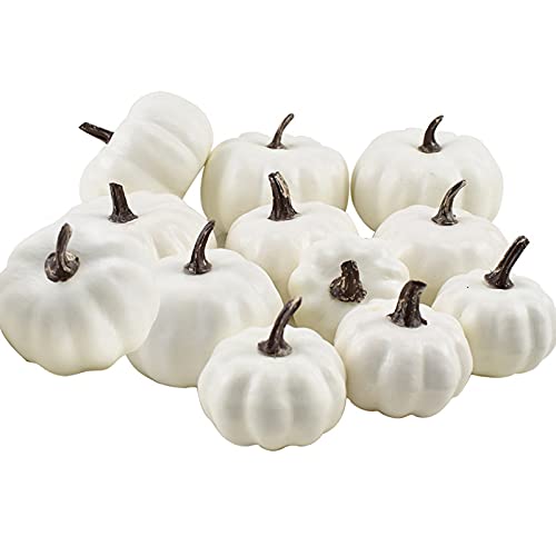 Mini citrouilles artificielles : lot de 12 déco automne en mousse
