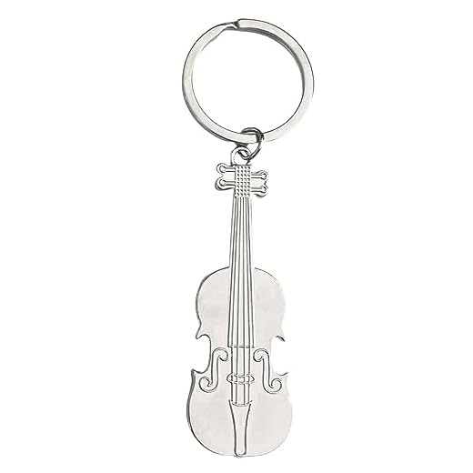 AUTOZOCO Llavero violín metálico, forma de viola, aleación, músico metal, diseño metálico