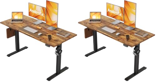 Image of Agilestic 48 * 24 Inch Height Adjustable Electric Standing Desk, Rustic Brown (Pack of 2)
