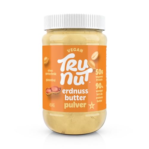 Tru-Nut Erdnussbutter light Pulver 454g - Powdered Peanut Butter 90% less fat - Vegan - Peanutbutter Creme mit leckerem Geschmack