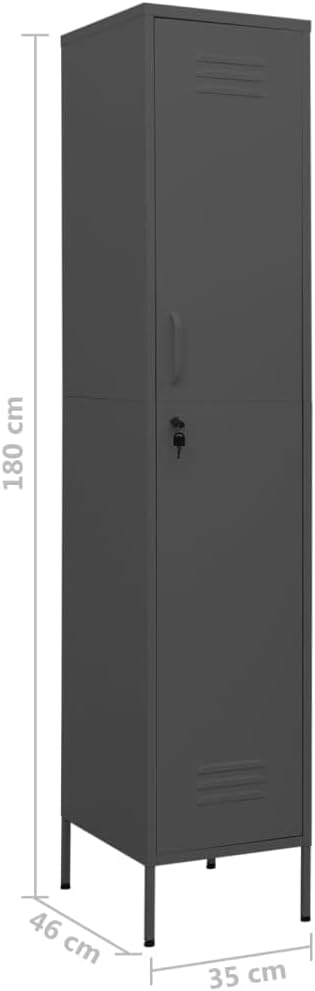 Modern Metal Storage Cabinet with Lock, Home Office Locker Storage Cabinet Organizing for Employees, School,Gym, 13.8"x18.1"x70.9", Anthracite,-125