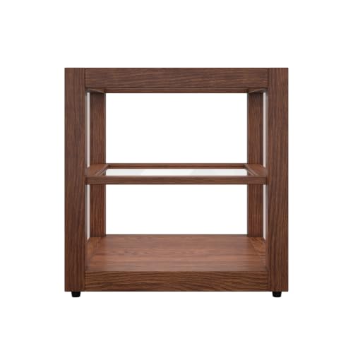 Image of KoolMore 15 in. Dark Wood Countertop Open Back Dry Bakery Display Case, Pastry, Cake and Bread Display with Tempered Glass