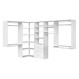 Easy Track PH43-WH Ultimate Corner Wood Kit Closet Organizer in White with White-Vinyl Hardware