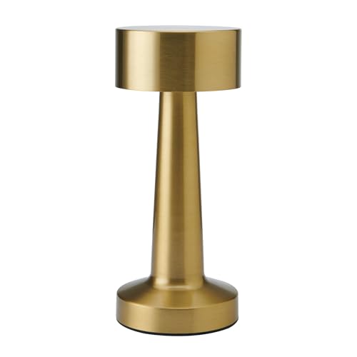 Elements 8.4 Inch Gold LED Rechargeable Metal Lamp - Touch Control Desk Lamp with 3 Light Colors, Stepless Dimming, 1200mAh Battery, USB-C Charging, Perfect for Home Office, Bedroom, Living Room by Elements - Used condition - US$12.33