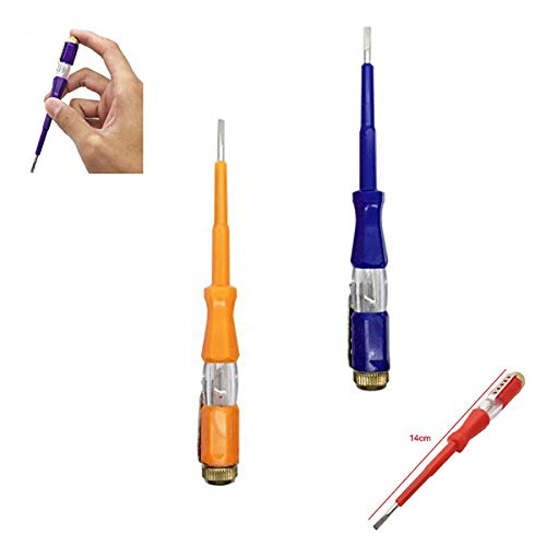 Portable Electric Tester 100-500V Flat Screwdriver Electric Pen Utility Tool Screw Driver Hand Tools LED Voltage Tester 2017 New Random Color (2 PC)