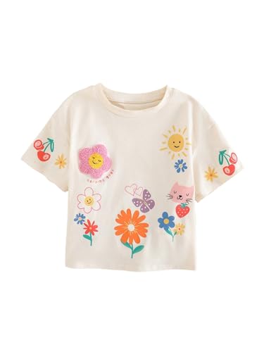 Floerns Toddler Girl's Summer T Shirts Short Sleeve Floral Crew Neck Cute Tee Shirts