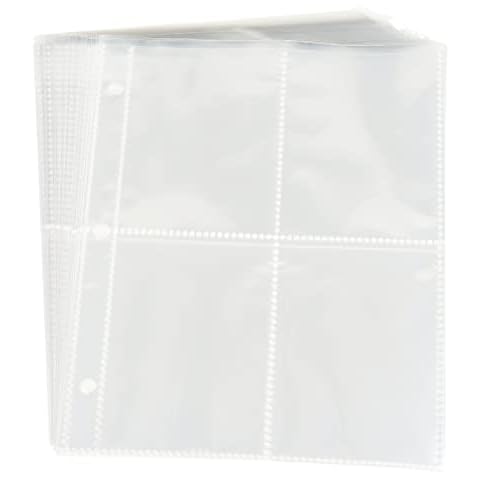 Trading Card Binder Sleeves ONLY, 4Pocket, 400Cards 50 Removable Sleeves, Compatible with Game Card Binde Cards Holder Album Cover