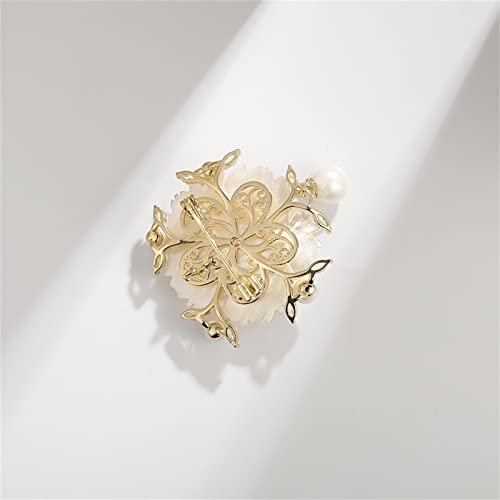 Ailonmei Elegant Pearl Flower Designer Brooch Pins Broches Costume Jewelry For Women Fashion Christmas Gift (Shell Flower) #TOP6