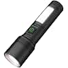 UN1QUE Aluminum Alloy Rechargeable Torch Light, 1000 Lumens Torch Light with 6 Light Modes, Stepless Zoom, Small Size Flashlight (Black)