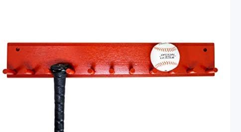 MWC Baseball Softball Bat Rack Red Finish Meant to Hold Up to 10 Full Size Standard Bats Holder Display Trophy Awards
