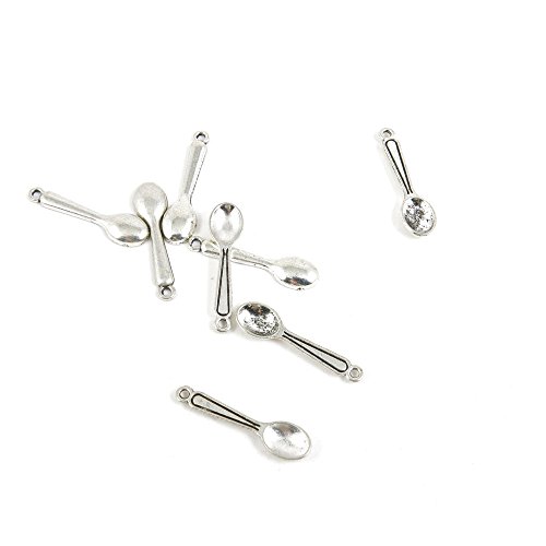 560 Pieces Antique Silver Tone Jewelry Making Charms R4IE8 Spoon