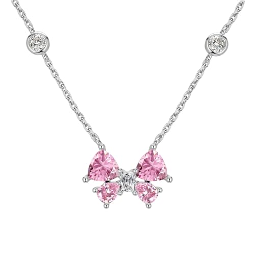 Halskette mit Rosa Zirkonia-Anhänger für Frauen und Mädchen - Romantisches Schlüsselbein