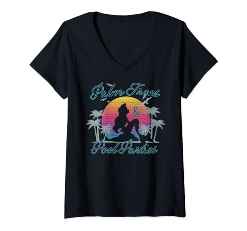 T-shirt col V Disney La Petite Sirène pour femme motif palmier