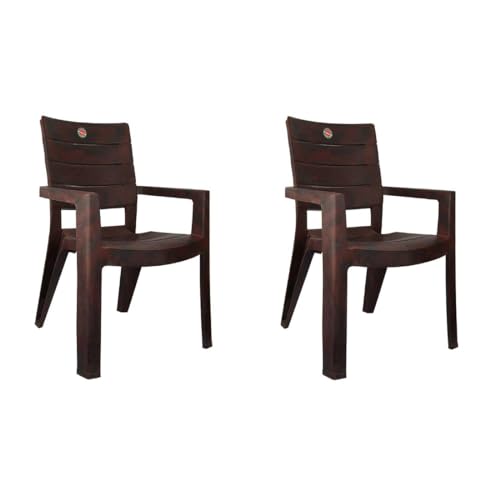 Cello Jordan Chair Set of 2 (Rose Wood) | Strong and Durable | Easy to Clean | Chair for Living Room, Bed Room, Kitchen, Office Room, Outdoor | 3 Years Warranty