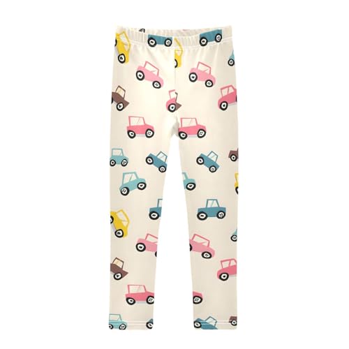 ALAZA Girls' Leggings Children's Yoga Pants Skinny Printed Dance Colorful Car Comfortable 4T