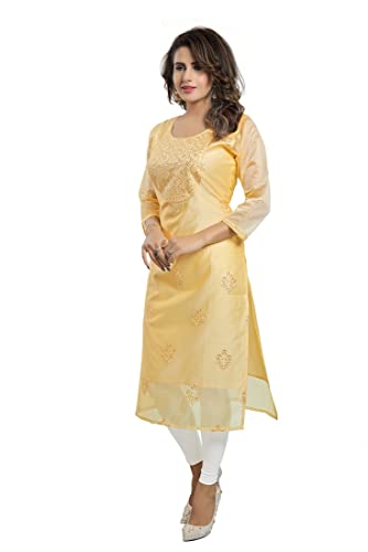 Image of DARIKA Designer wear Silk Kurti for Women Solid in Plus Size & Small Size.