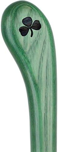 Royal RC Canes Shamrock Engraved Green Ash Walking Cane with Leather Wrist Strap, Walking Stick for Hiking, Walking Cane for Men and Women