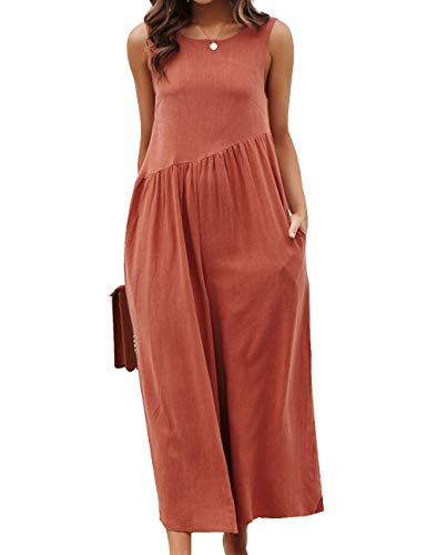 ECDAHICC Women's Comfy Chiffon Sleeveless Jumpsuits Halter Top Wide Leg Long Pants Jumpsuits