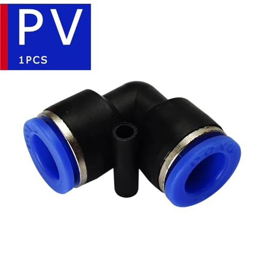 Conector neumático PV de 14mm con codo angular y sistema de fijación push-in instantáneo 3