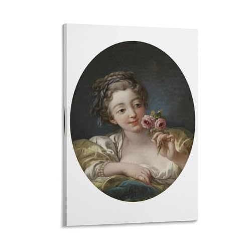 Impression sur toile La fille à la rose de Francois Boucher : réveillez l'histoire de votre salon