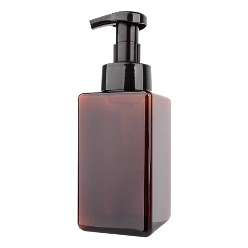 Dispensador de jabón espumoso de 15 onzas, rellenable, jabón de manos líquido, botella vacía, color marrón, 450 ml, vasos de plástico grandes (marrón, talla única) Dispensador de jabón espumoso de 15 onzas, rellenable, jabón de manos líquido, botella vacía, color marrón, 450 ml, vasos de plástico grandes (marrón, talla única)