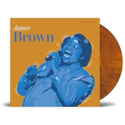 James Brown Coloured Vinyl, Music Album, Live Performance Blue Artwork on Orange Background