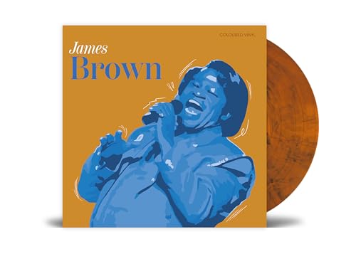 James Brown Coloured Vinyl, Music Album, Live Performance Blue Artwork on Orange Background [VINYL]
