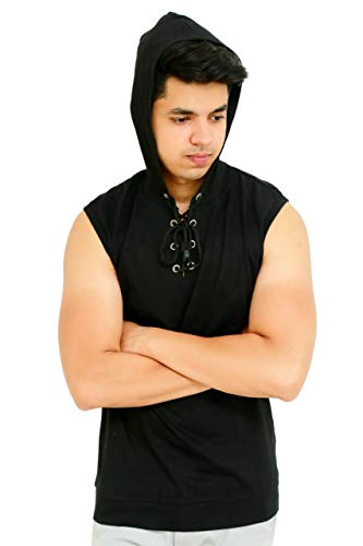 Image of Solid Men Hooded Neck Grey T-Shirt