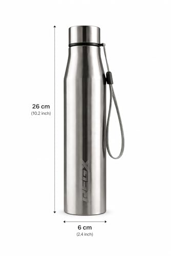 Image of REGX Stainless Steel Water Bottle 700 ml, Single Wall BPA Free Reusable Bottle for School Office Gym Travel, Leak Proof Metal Bottle with Lid, Silver, Food Grade Steel