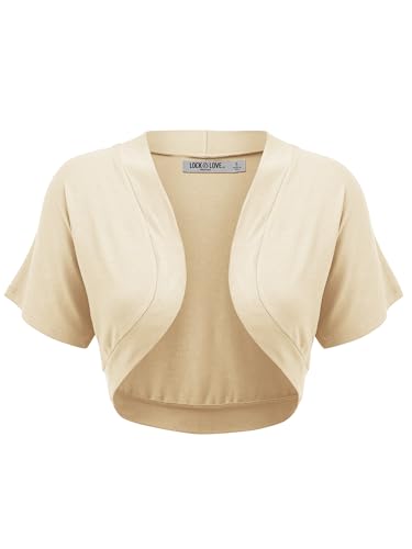 Image of Lock and Love Women's Versatile Open Front Lightweight Short Sleeve Bolero Shrug