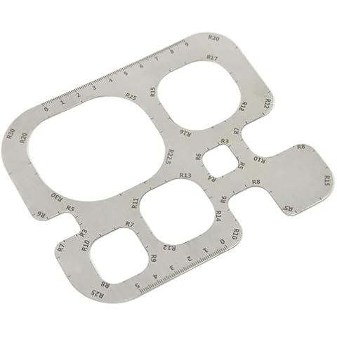 UPTTHOW Leather Tools Half-Round Cutter Corner Cutting Radius Gauge Drawing Template Stainless Steel Metal Ruler for Leathercraft Woodworking Sewing DIY Craft Supplies Cover