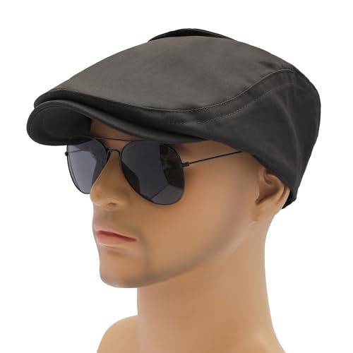Image of ZLYC Men Cotton Flat Cap Summer Scally Ivy Gatsby Newsboy Beret Driver Cabbie Hunting Hat