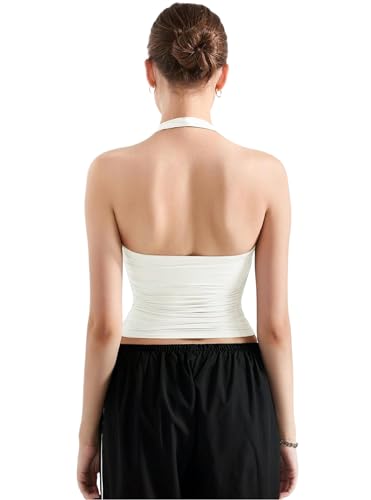 Image of SIGHTBOMB SOFTLINE Double Layer Seamless U Neck Halter Cuddle Baby Sleeveless Microfiber Active WEAR /Casual WEAR TOP for Women