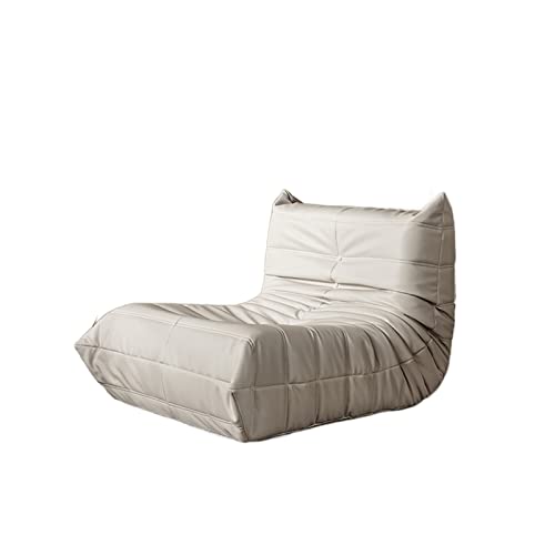 Sofa Lazy Sofa Chair Balcón Sala de Estar Dormitorio Ocio Sofá Individual Puede acostarse y Dormir Blanco Marrón Sofá Individual Sofá Pequeño (Color : Blanc, Size : L)