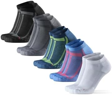 DANISH ENDURANCE Kurze Laufsocken, Leichte Kompression, 3 & 5 Paar | Kurze Sommer Sportsocken, Atmungsaktiv, Gepolstert & Schnelltrocknend für Langstreckenläufe & Marathontraining,