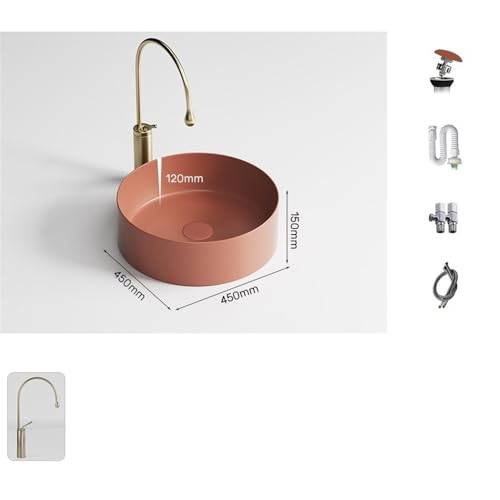 Lavabo de cerámica redondo解决baño pequeño sobre encimera 45x15 cm 3