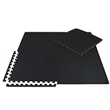 WF Athletic Supply Carpet Top EVA Foam Floor Tiles, Black Carpet Texture Surface Puzzle Interlocking Mats for Home Gym, Kids Room & Living Room; 24-inch x 24-inch x 12-mm per Tile