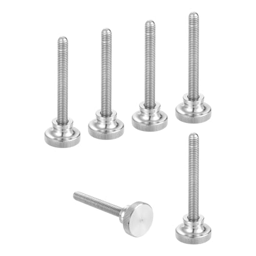sourcing map M6x60mm Knurled Thumb Screws, 304 Stainless Steel Diamond Head Thumb Screws Metric Knurled Head Bolts with Shoulder Grip Knobs Hand Tighten Thread Fasteners, 20mm Dia. 6 Pcs