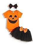 Newborn Infant Baby Girl Halloween Outfits Grimace Romper+Tutu Dress Skirt with Headband 3PCS Halloween Baby girl Clothes