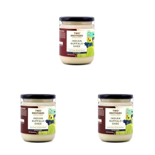Image of Two Brothers Organic Farms Buffalo Ghee (500Ml)|Aromatic Flavor|Traditional Hand-Churned Bufflao Ghee|Farm-Fresh Quality, Natural & Pure|Ayurvedic Goodness (Pack of 3)